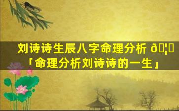 刘诗诗生辰八字命理分析 🦟 「命理分析刘诗诗的一生」